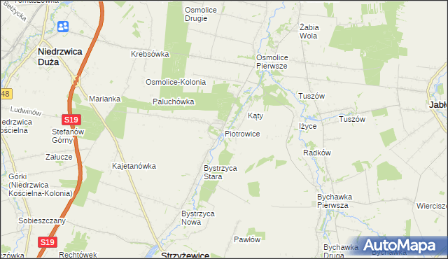 mapa Piotrowice gmina Strzyżewice, Piotrowice gmina Strzyżewice na mapie Targeo
