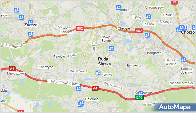mapa Rudy Śląskiej, Ruda Śląska na mapie Targeo