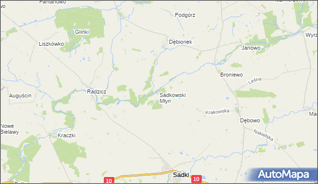 mapa Sadkowski Młyn, Sadkowski Młyn na mapie Targeo