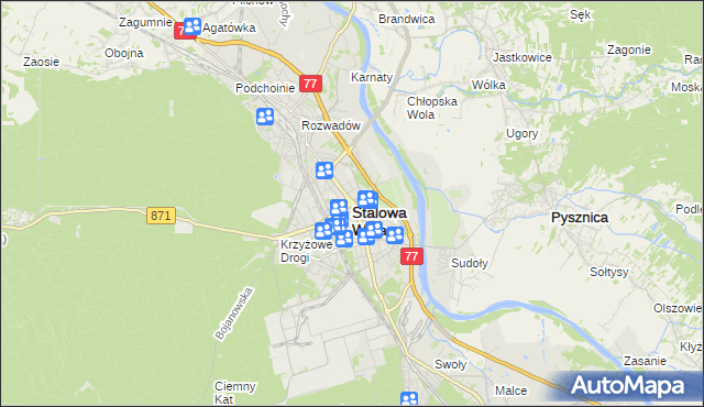 mapa Stalowa Wola, Stalowa Wola na mapie Targeo