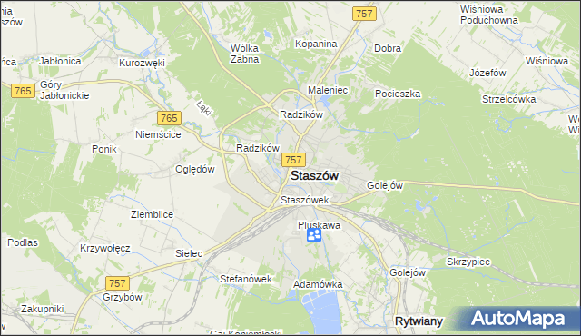 mapa Staszów, Staszów na mapie Targeo