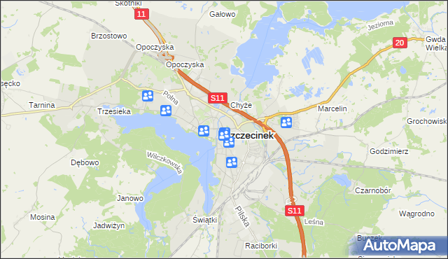 mapa Szczecinek, Szczecinek na mapie Targeo