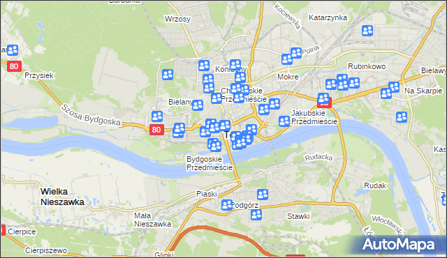 mapa Torunia, Toruń na mapie Targeo