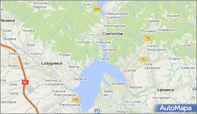 mapa Tresna, Tresna na mapie Targeo