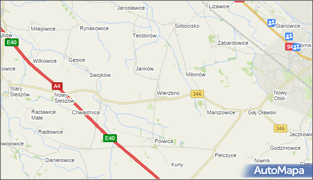 mapa Wierzbno gmina Domaniów, Wierzbno gmina Domaniów na mapie Targeo