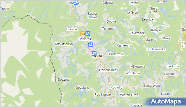 mapa Wisła, Wisła na mapie Targeo