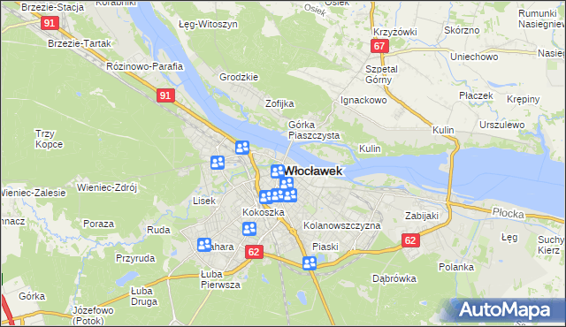 mapa Włocławka, Włocławek na mapie Targeo
