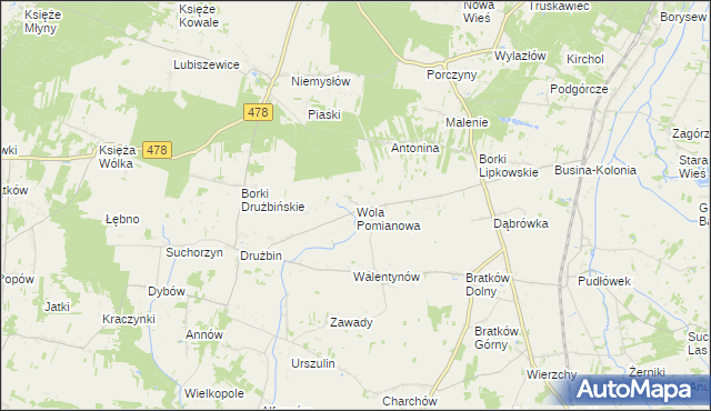 mapa Wola Pomianowa, Wola Pomianowa na mapie Targeo
