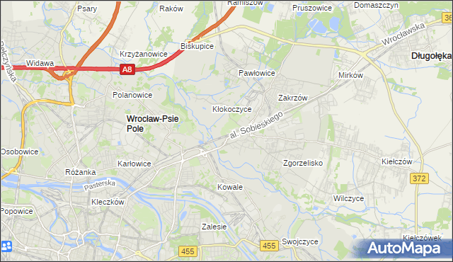 mapa Psie Pole gmina Wrocław, Psie Pole gmina Wrocław na mapie Targeo