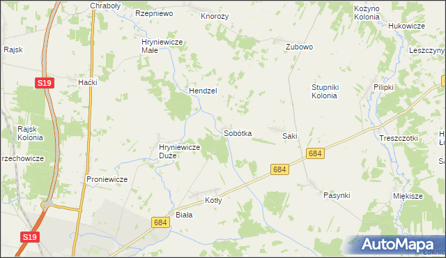 mapa Sobótka gmina Bielsk Podlaski, Sobótka gmina Bielsk Podlaski na mapie Targeo