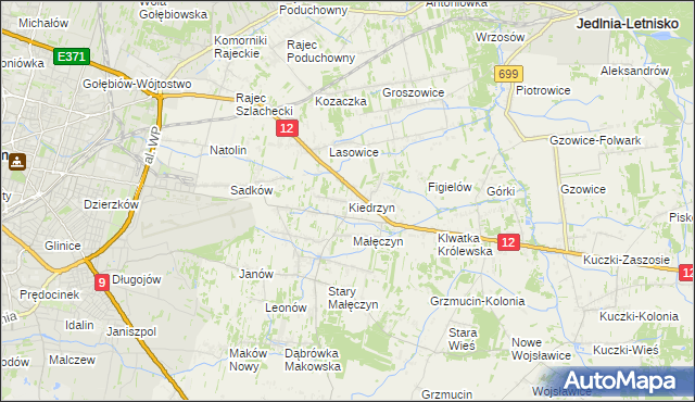 mapa Kiedrzyn gmina Gózd, Kiedrzyn gmina Gózd na mapie Targeo