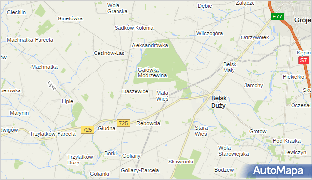 mapa Mała Wieś gmina Belsk Duży, Mała Wieś gmina Belsk Duży na mapie Targeo