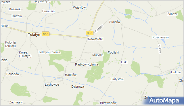 mapa Marysin gmina Telatyn, Marysin gmina Telatyn na mapie Targeo