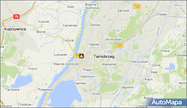 mapa Tarnobrzegu, Tarnobrzeg na mapie Targeo
