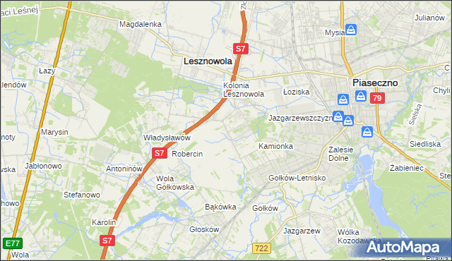 mapa Bobrowiec gmina Piaseczno, Bobrowiec gmina Piaseczno na mapie Targeo