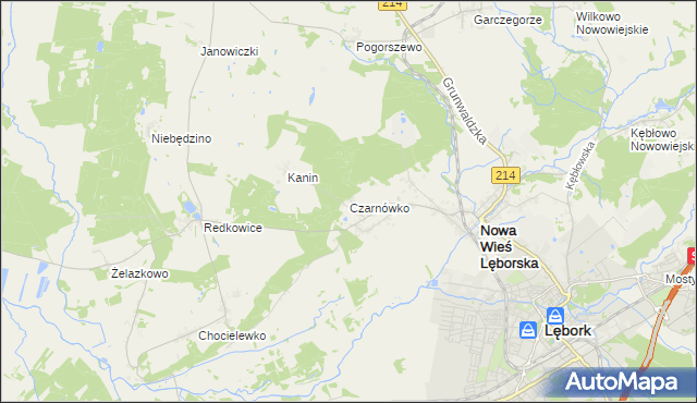 mapa Czarnówko gmina Nowa Wieś Lęborska, Czarnówko gmina Nowa Wieś Lęborska na mapie Targeo