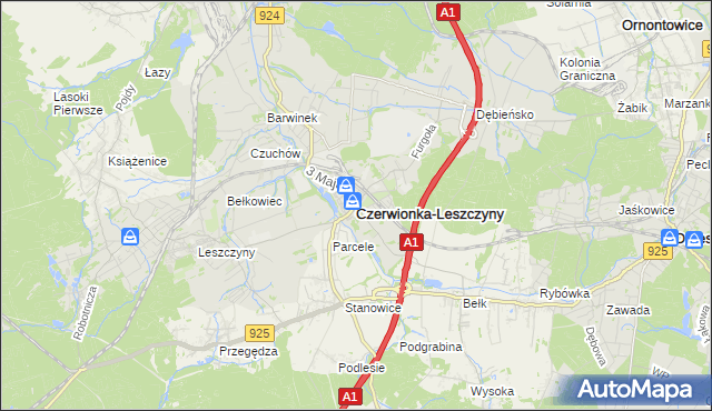 mapa Czerwionka-Leszczyny, Czerwionka-Leszczyny na mapie Targeo