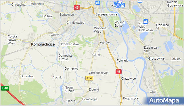 mapa Górki gmina Prószków, Górki gmina Prószków na mapie Targeo