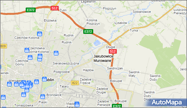 mapa Jakubowice Murowane, Jakubowice Murowane na mapie Targeo