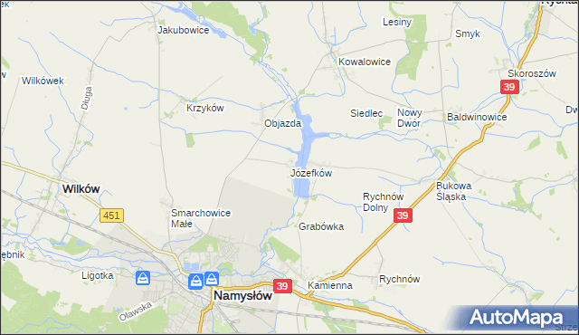 mapa Józefków gmina Namysłów, Józefków gmina Namysłów na mapie Targeo