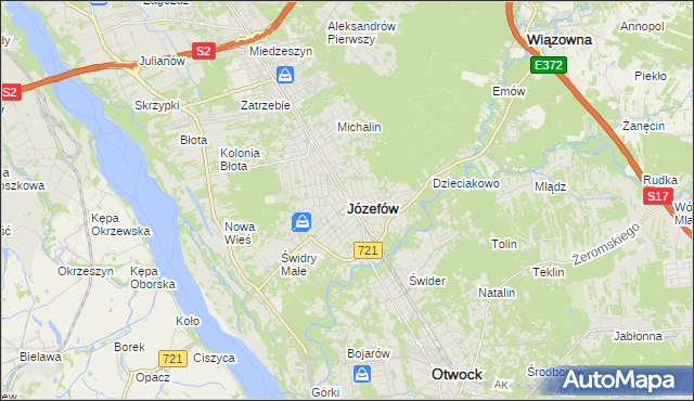 mapa Józefów powiat otwocki, Józefów powiat otwocki na mapie Targeo