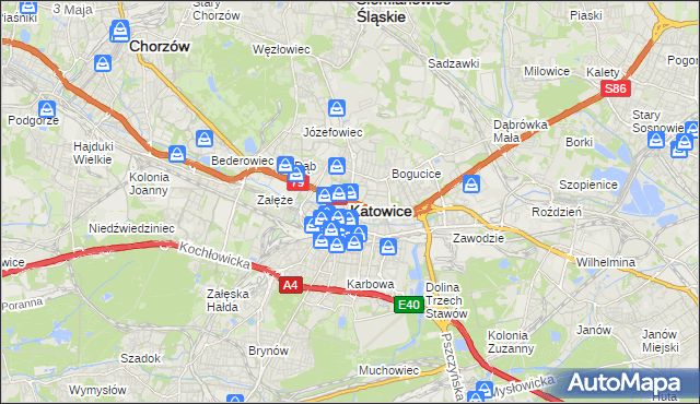 mapa Katowic, Katowice na mapie Targeo