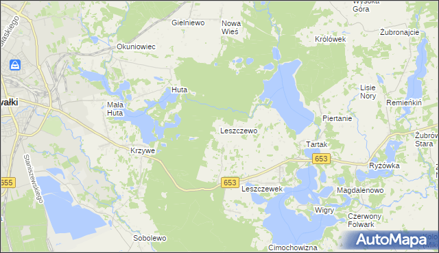 mapa Leszczewo gmina Suwałki, Leszczewo gmina Suwałki na mapie Targeo