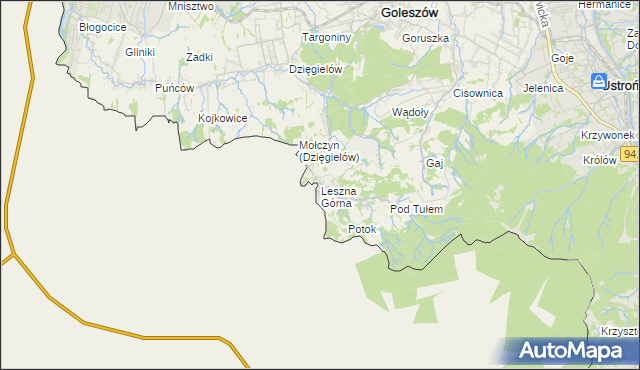 mapa Leszna Górna, Leszna Górna na mapie Targeo