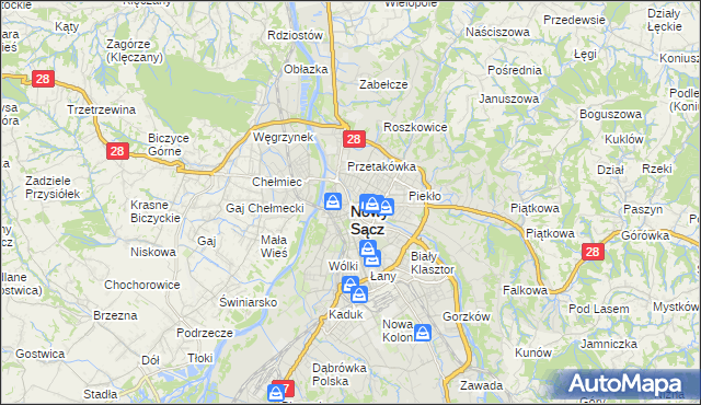 mapa Nowego Sącza, Nowy Sącz na mapie Targeo