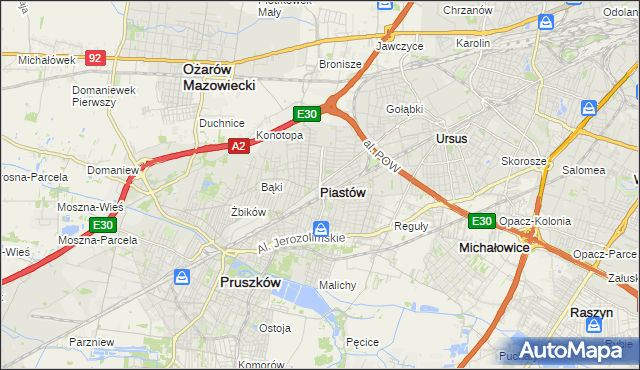 mapa Piastów powiat pruszkowski, Piastów powiat pruszkowski na mapie Targeo