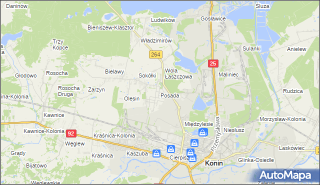mapa Posada gmina Kazimierz Biskupi, Posada gmina Kazimierz Biskupi na mapie Targeo