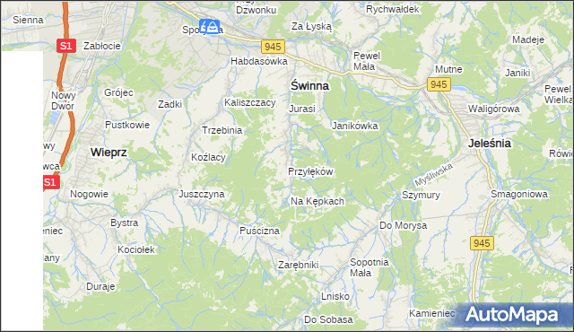 mapa Przyłęków, Przyłęków na mapie Targeo