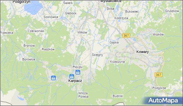 mapa Ściegny, Ściegny na mapie Targeo