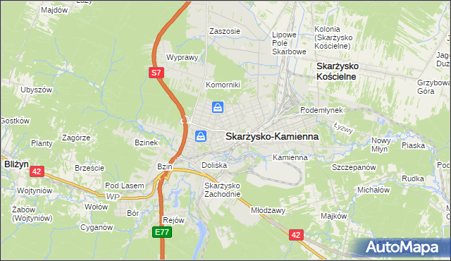 mapa Skarżysko-Kamienna, Skarżysko-Kamienna na mapie Targeo