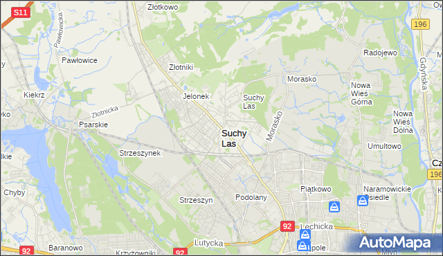 mapa Suchy Las powiat poznański, Suchy Las powiat poznański na mapie Targeo