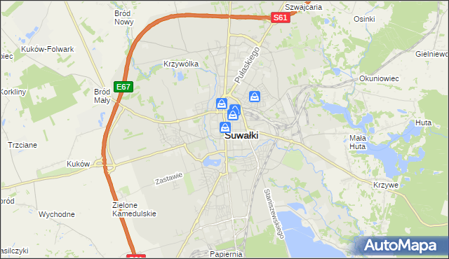 mapa Suwałk, Suwałki na mapie Targeo