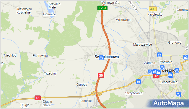 mapa Święciechowa, Święciechowa na mapie Targeo