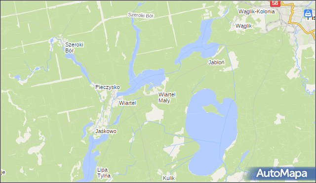 mapa Wiartel Mały, Wiartel Mały na mapie Targeo