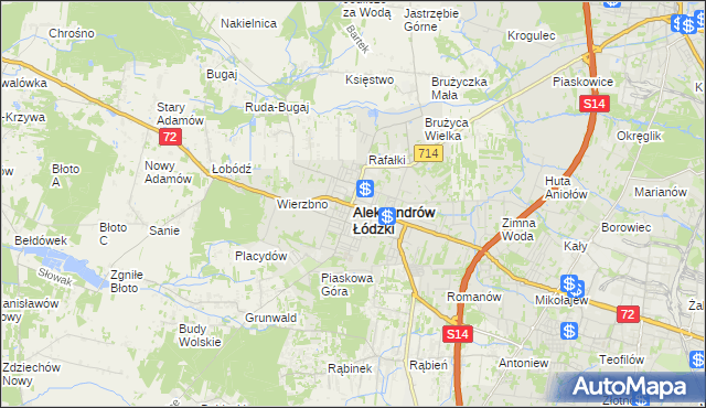 mapa Aleksandrów Łódzki, Aleksandrów Łódzki na mapie Targeo