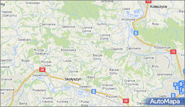 mapa Bączal Górny, Bączal Górny na mapie Targeo