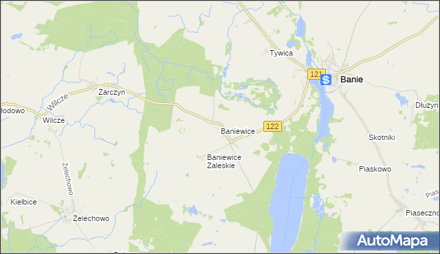 mapa Baniewice, Baniewice na mapie Targeo