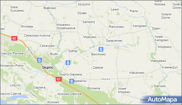 mapa Barcikowo gmina Słupno, Barcikowo gmina Słupno na mapie Targeo