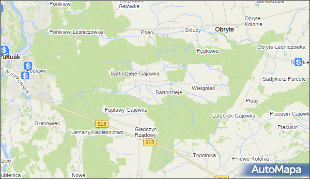 mapa Bartodzieje gmina Obryte, Bartodzieje gmina Obryte na mapie Targeo