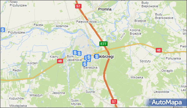mapa Białobrzegi, Białobrzegi na mapie Targeo