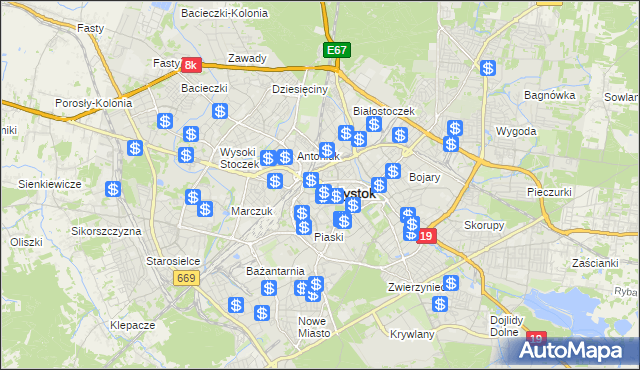 mapa Białegostoku, Białystok na mapie Targeo