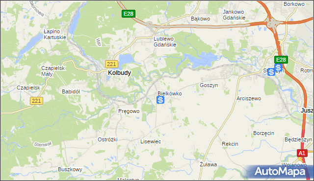 mapa Bielkówko, Bielkówko na mapie Targeo