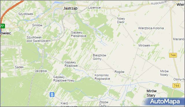 mapa Bieszków Górny, Bieszków Górny na mapie Targeo