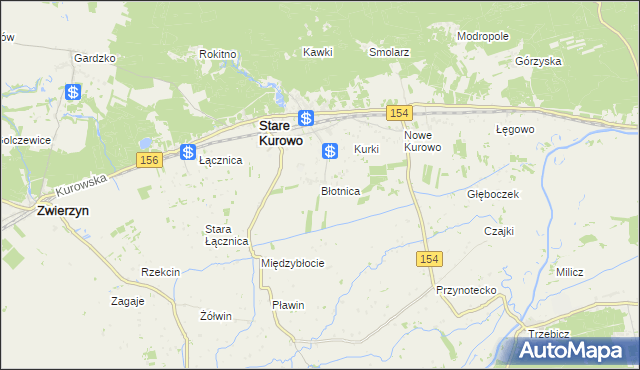 mapa Błotnica gmina Stare Kurowo, Błotnica gmina Stare Kurowo na mapie Targeo