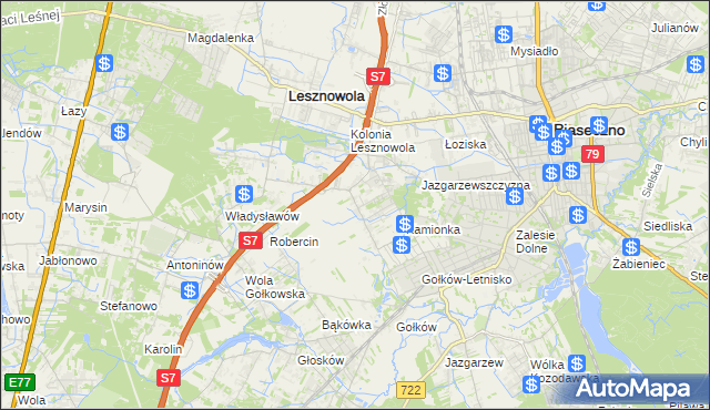 mapa Bobrowiec gmina Piaseczno, Bobrowiec gmina Piaseczno na mapie Targeo