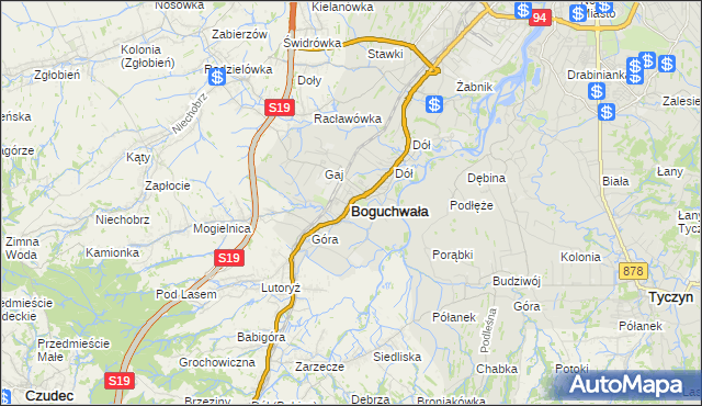 mapa Boguchwała powiat rzeszowski, Boguchwała powiat rzeszowski na mapie Targeo